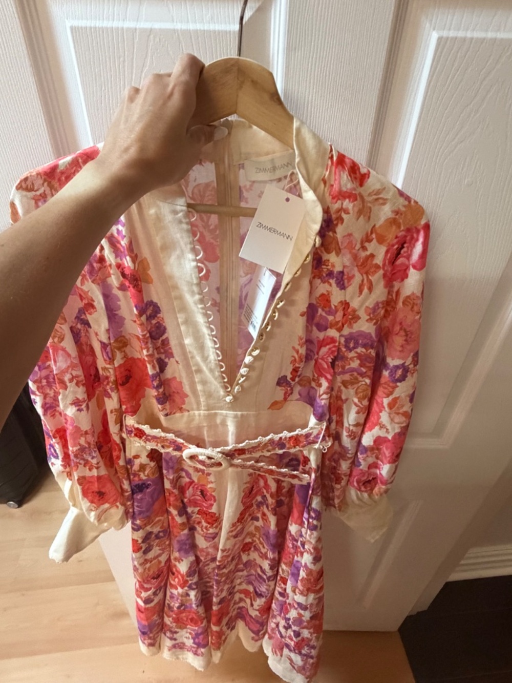 NWT Zimmermann Raie Midi Dress Purple Red Floral | Size 6us - Picture 8 of 12